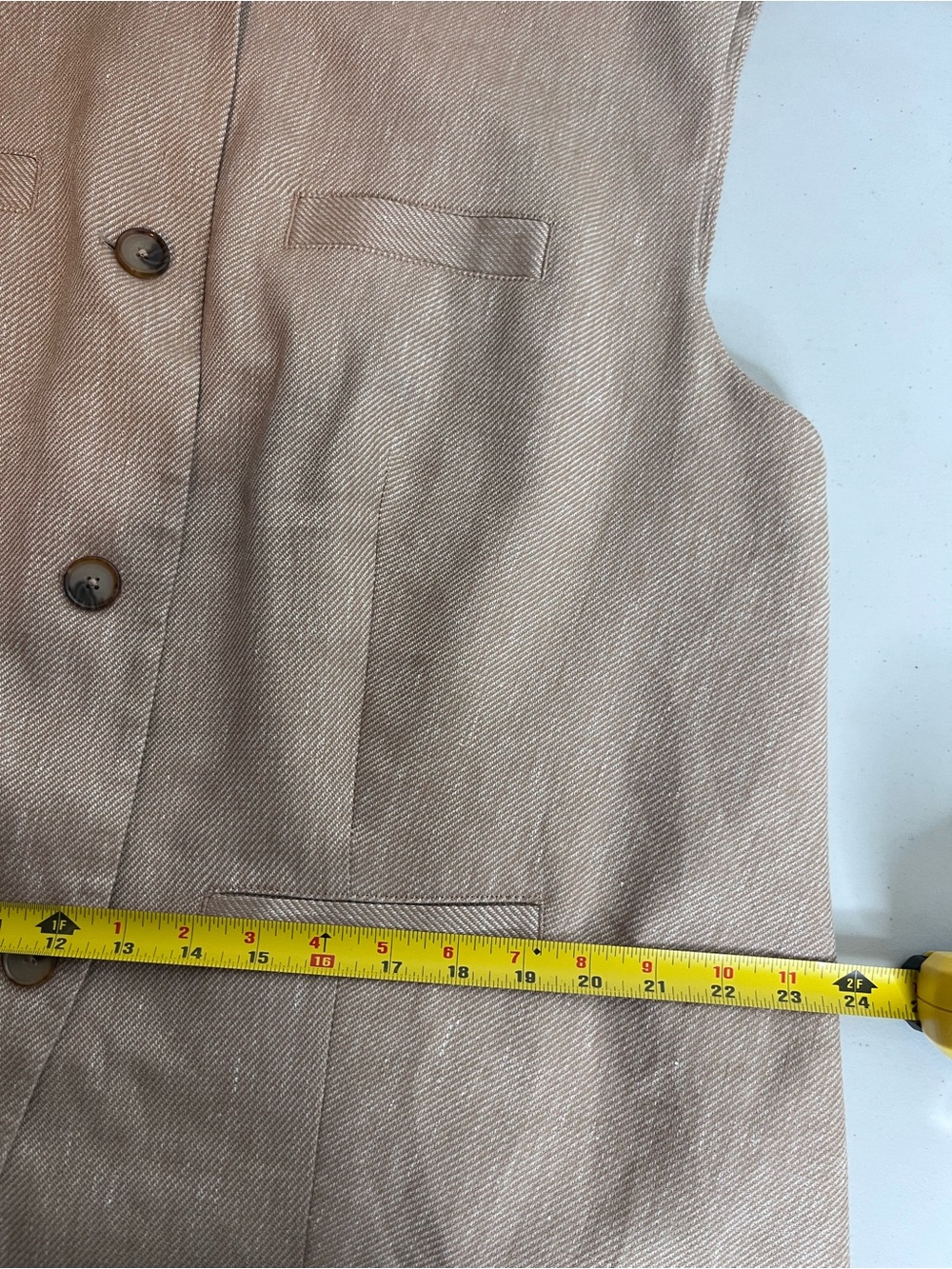 NWT Linen Blend Oatmeal Career Office Button Front Sleeveless Vest Sz 20W - Picture 10 of 11